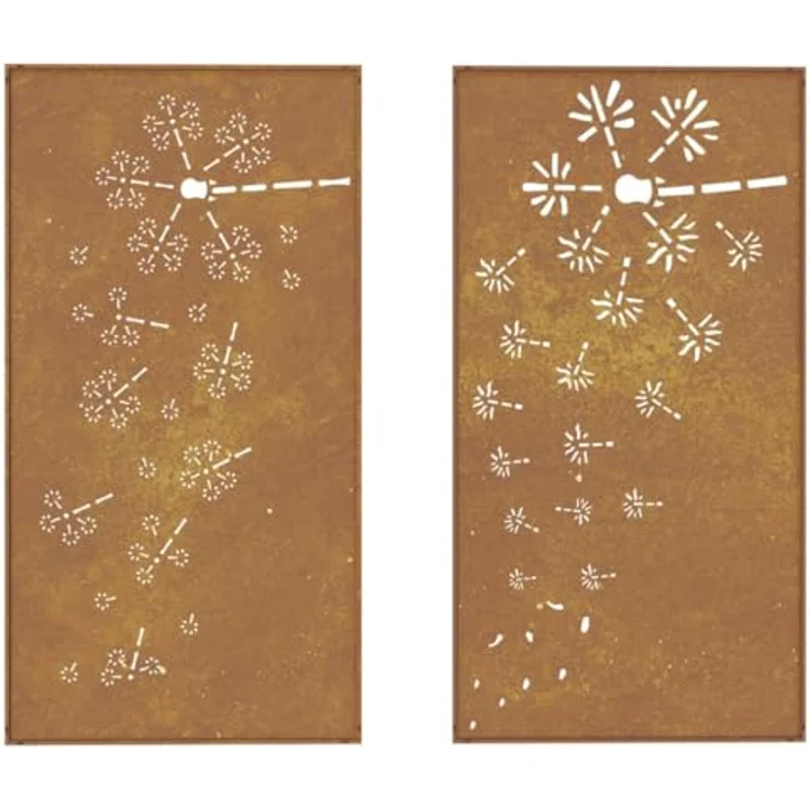 vidaXL 2-tlg. Garten-Wanddeko 105x55 cm, Cortenstahl mit Blumen-Design, wetterfest und korrosionsbeständig – Bild 5