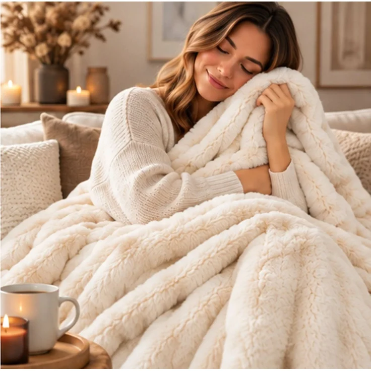 Wohndecke BUBBLE, Design91, flauschige Kuscheldecke mit 3D-Muster, 350 g/m², weich & warm – Bild 1