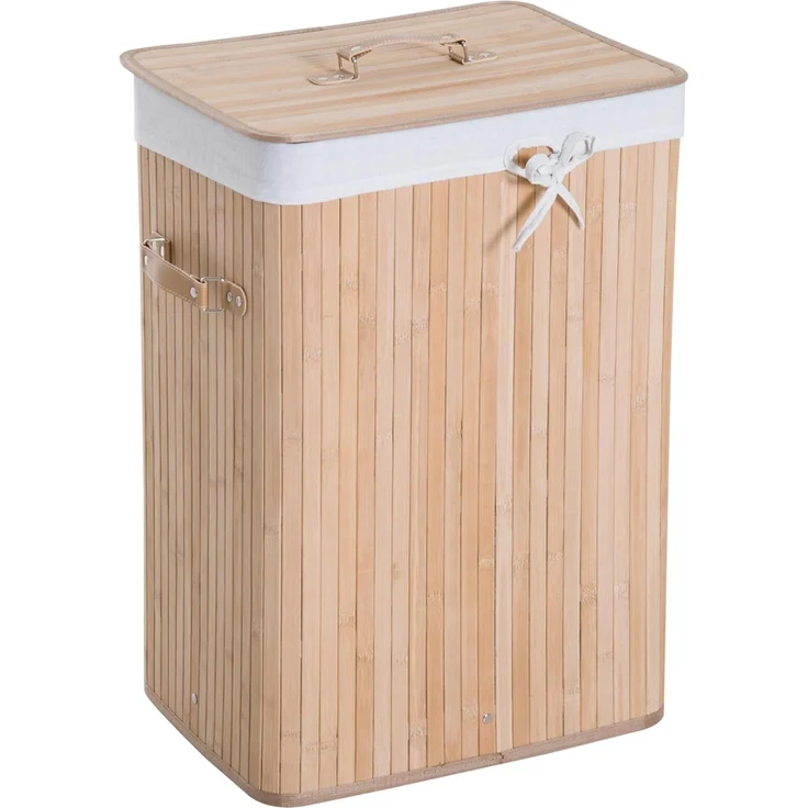 HOMCOM Wäschekorb (Wäschekorb, 1 St, Wäschebox), Bambus, faltbar, 72L, Natur, 40 x 30 x 60 cm