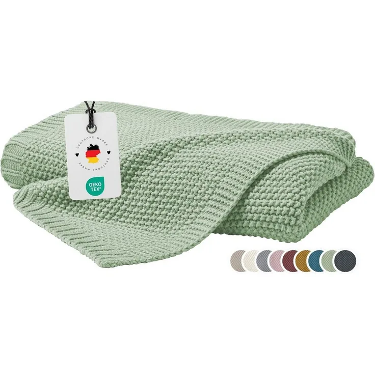 Wohndecke Strickdecke 130x170 Kuscheldecke Wohnzimmer Flauschige Kuschel Decke, Carpe Sonno, OEKO-TEX Wohnzimmerdecke Strick - Kissenbezug passend erhältlich