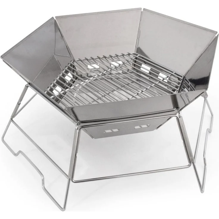 Origin Outdoors 'Hexagon' Grill- und Feuerschale, Edelstahl Silber, 45 x 52 x 22,5 cm – Bild 5