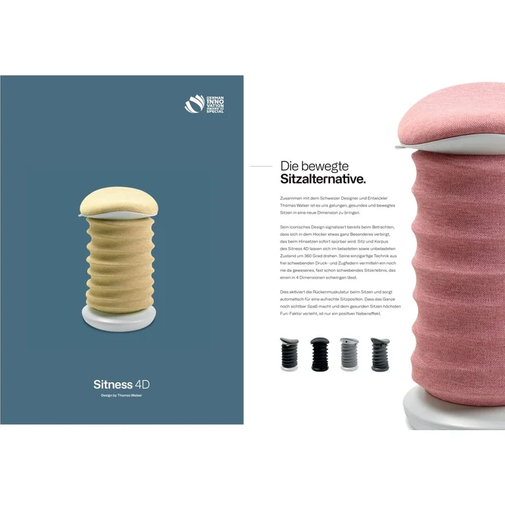 Sitness 'Aktiv-Sitz 4D' Ergonomischer Bürostuhl, Stoff weiß/grau, 37.5 x 64 x 36 cm, 110 kg belastbar – Bild 6