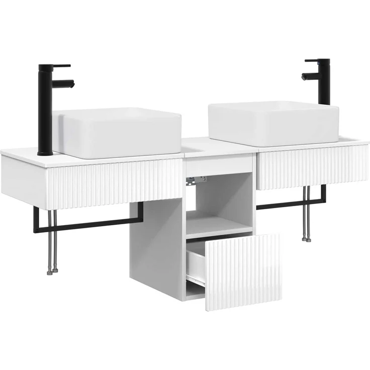 vidaXL Badezimmerschrank-Set 3 stk. Hochglanz Weiß 130 x 41 x 80 cm 3405601 – Bild 4