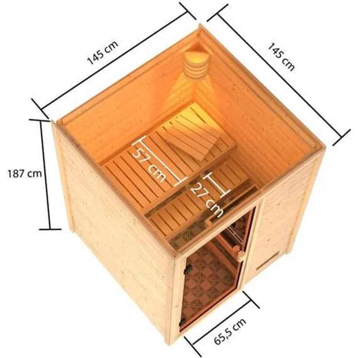 Karibu Sauna Sandra + 9kW BIO-Kombiofen mit ext. Steuerung Easy – Bild 6