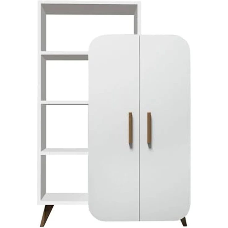 Dmora Credenza Capella, Buffet da soggiorno, Madia da salotto, Dispensa da cucina, 90x32h132 cm, Bianco – Bild 9