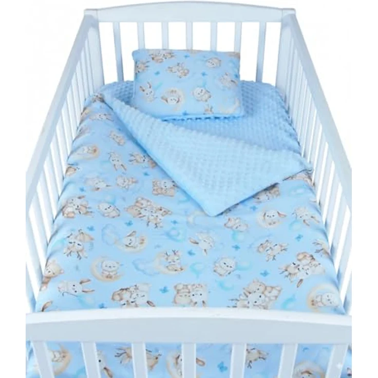 Babydecke BABYLUX Babydecke Krabbeldecke MINKY Kuscheldecke 75x100 cm+KISSEN, BabyLux, K163 Blau + Schnuckis – Bild 2