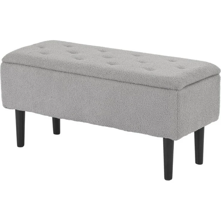 HOMCOM Sitzbank mit Klappdeckel, Samtoptik, Truhenbank (Polsterbank, 1-St, Bettbank), für Wohnzimmer, Grau – Bild 1