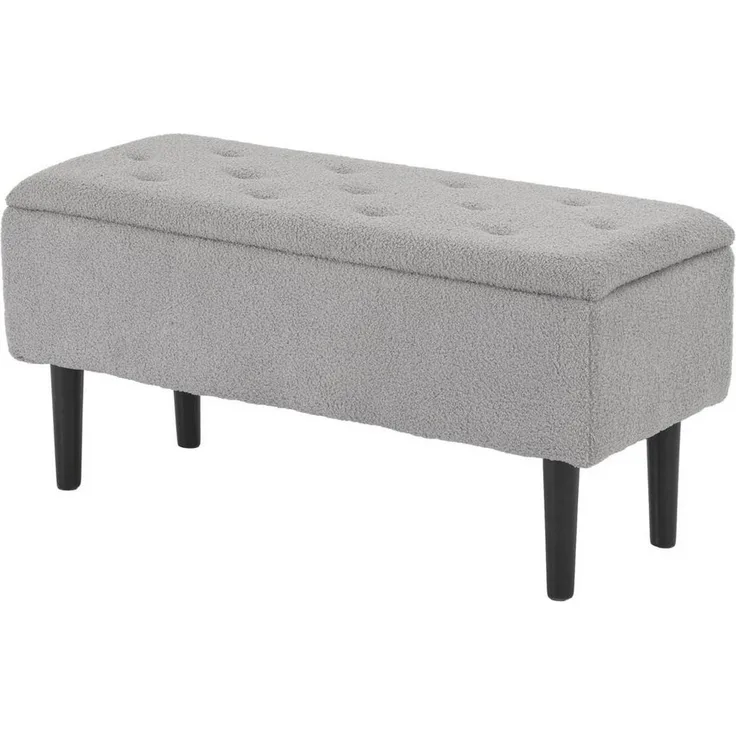 HOMCOM Sitzbank mit Klappdeckel, Samtoptik, Truhenbank (Polsterbank, 1-St, Bettbank), für Wohnzimmer, Grau
