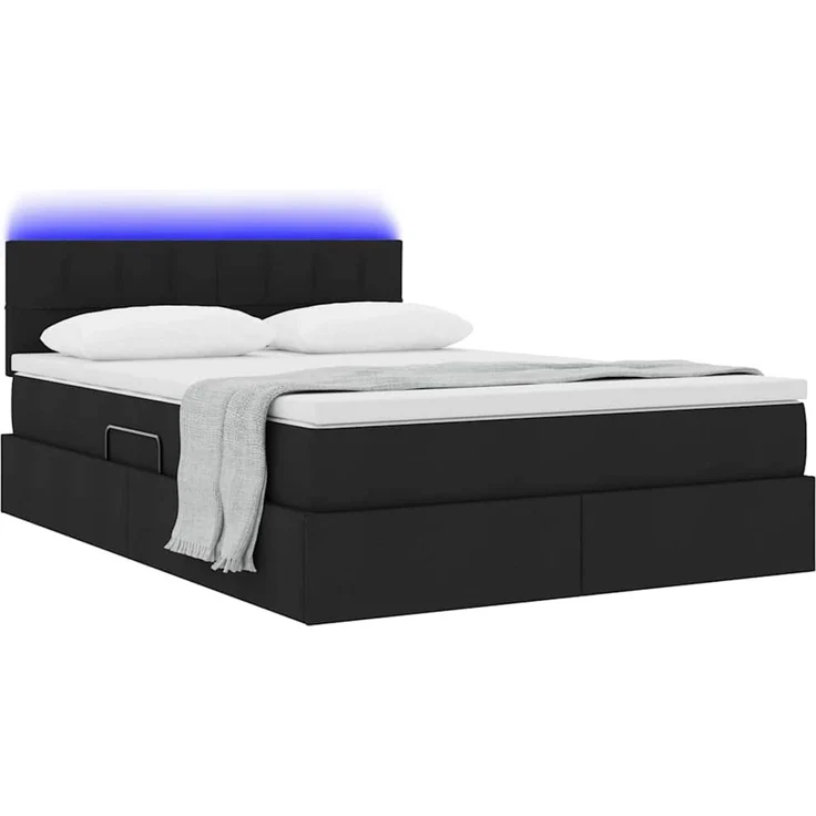 vidaXL LED-Speicherbett mit Matratze Schwarz 140 x 200 cm Stoff 3371150 – Bild 3