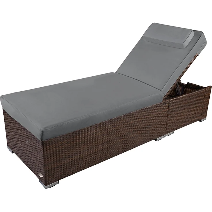RS Trade 'Verona High' Gartenliege, verstellbare Rückenlehne, Poly-Rattan, 200 x 70 x 40 cm – Bild 1