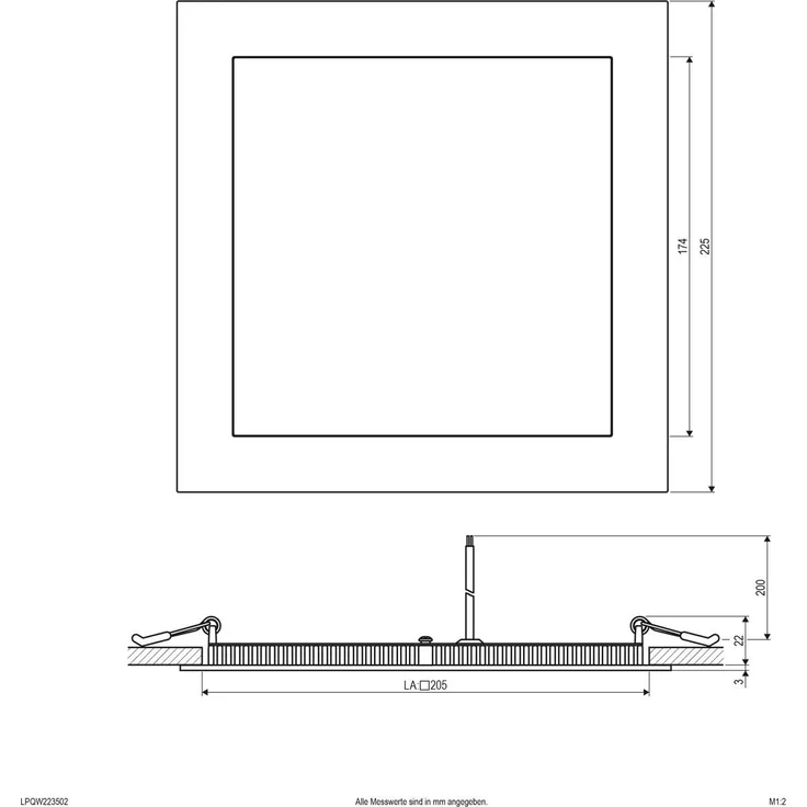 EVN Lichttechnik LED Einbau Panel ws 21W 3000K 225x225mm LP QW 223502 – Bild 3