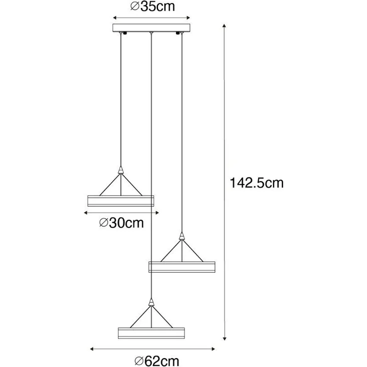 Qazqa Pendelleuchte Lyani, LED fest integriert, (nicht austauschbare) LED, Schwarz, Design, Aluminium, 3-flammig – Bild 3