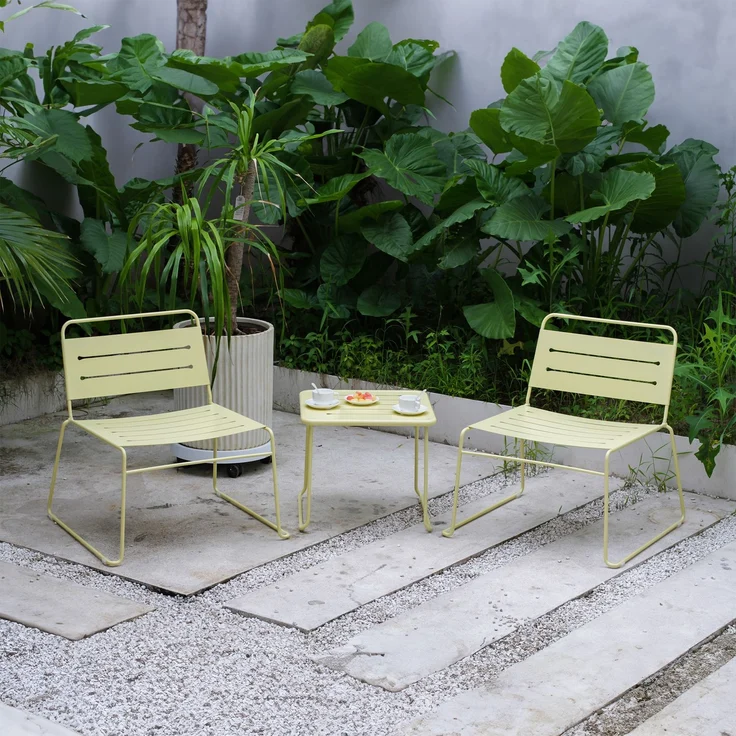 Gartenmöbelset Andria Stahl 3-tlg. Vanillegelb [casa. pro] – Bild 2