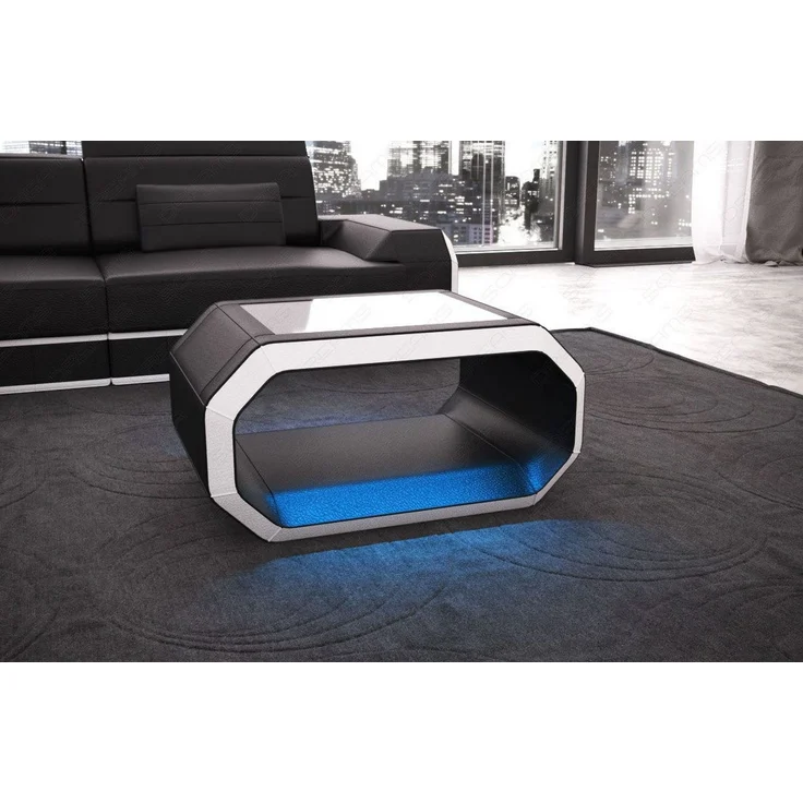 Sofa Dreams - Design Couchtisch Roma – Modern & Elegant - Kunstleder - Schwarz-Weiß – Bild 3