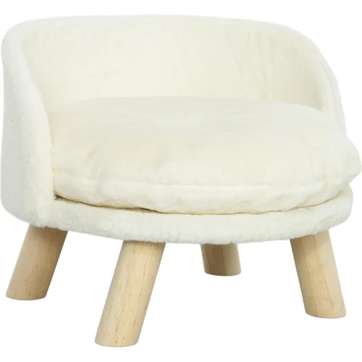 PawHut Tierbett Katzensofa, Haustiersofa mit Kissen, Katzenbett, Polyester, erhöhtes Haustierbett mit rutschfesten Holzfüße