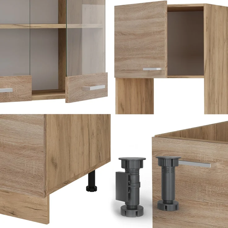 Eckküche R-Line Sonoma/Goldkraft Eiche 247 x 60 cm , AP Eiche Vicco – Bild 4
