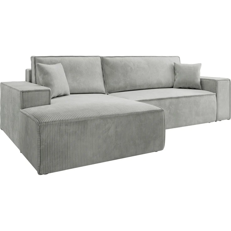 Selsey 'Farese New' Ecksofa mit Cordbezug, Schlaffunktion und Stauraum, Hellgrau, links – Bild 1