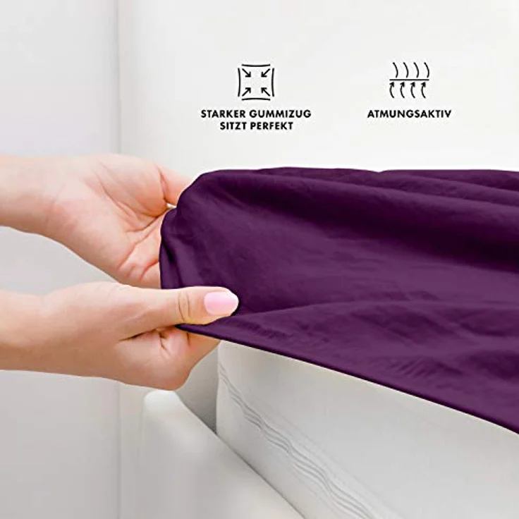 Jacobson Laken to GO Spannbettlaken Jersey Spannbetttücher Bettlaken 50% Baumwolle 50% Polyester (120x200-130x200 cm 1er Set, Royal Lila) – Bild 4