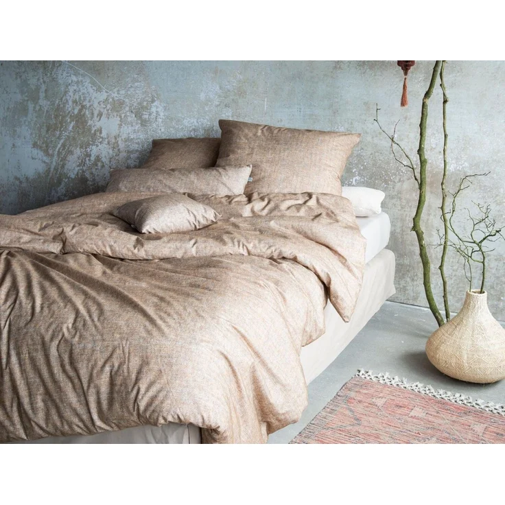 Irisette Mink Flausch Cotton Bettwäsche 135x200 uni Melange braun honig 8835-80 – Bild 2