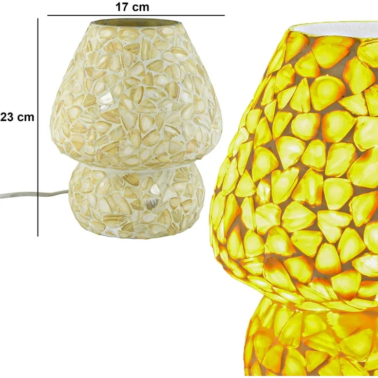 Marrakesch Orient & Mediterran Interior Nachttischlampe 2er Set Boho Deko Tischlampe Nachtischlampe aus Muscheln Mosaik -2-, Handarbeit – Bild 5