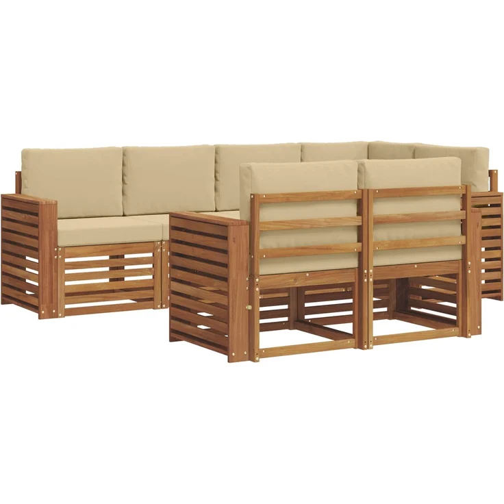 vidaXL Outdoor-Sofagarnitur 7 stk. 7-Sitzer Natur und Beige 3374978 – Bild 2