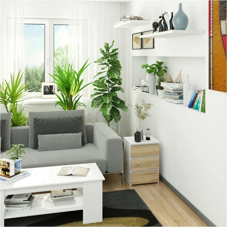 Home Collective Kommode 40 cm breit Holz Highboard Sideboard für Flur Schlafzimmer Wohnzimmer (Mehrzweckschrank Schrank schmal Kommode Schlafzimmer mit Schubladen), Kinderzimmer Organizer, 57 cm hoch mit 3 Schubladen weiß-sonoma Eiche – Bild 3
