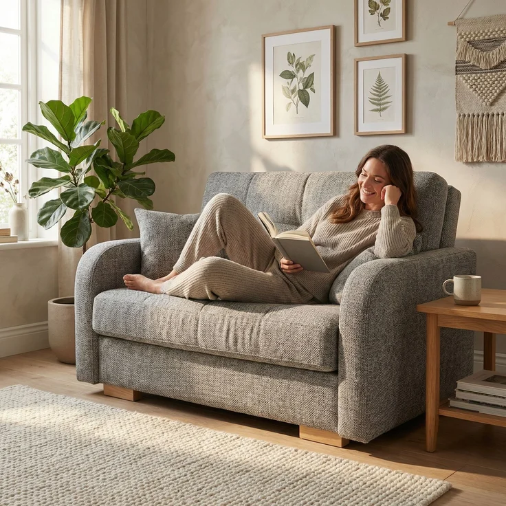 Wohnero24 Schlafsofa POLINA 2 136x95 cm 113x195 cm mit Bettkasten 2 Sitzer Sofa mit Schlaffunktion kleines Schlafsofa ausziehbar für Gästezimmer - Grau – Bild 2