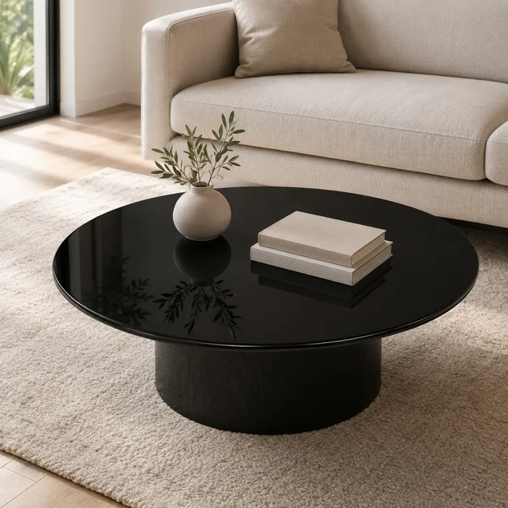 Glasplatte TERRY 90cm schwarz 8mm rund Gehärtetes Glas Scheibe Bodenplatte Glasscheibe – Bild 4