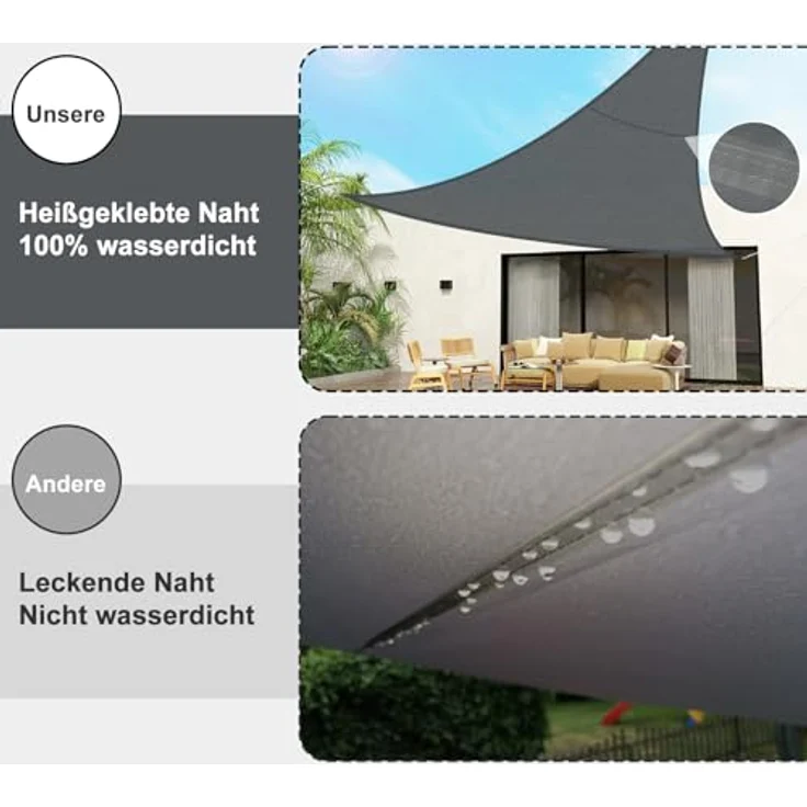 SUNNY GUARD Sonnensegel Wasserdicht 4x4x4m Dreieckig Sonnenschutz Wetterschutz Segel Baldachin UV Schutz für Balkon Terrasse Garten, Dunkler Anthrazit – Bild 4