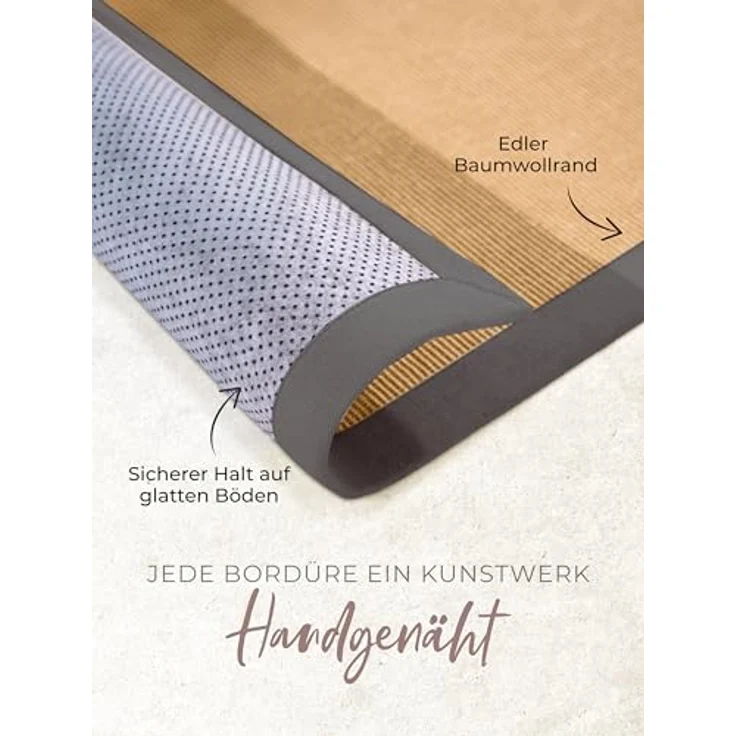 carpetfine Läufer Sisal, rechteckig, Höhe: 5 mm, mit farbiger Bordüre, Anti Rutsch Rückseite – Bild 4