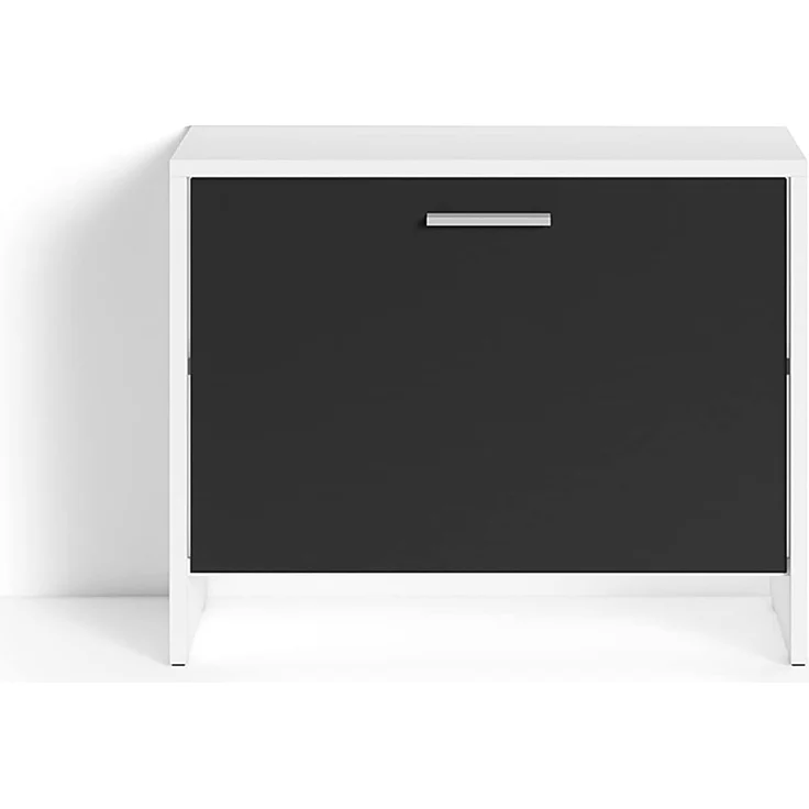 byLIVING Sitzbank BEN / Schuhschrank in matt weiß / Front schwarz / kleine Flur-Kommode mit Klappe und Einlegeboden / B 60, H 48, T 35 cm – Bild 5