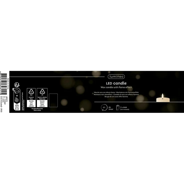 Lumineo LED-Christbaumkerzen Lumineo LED Wachskerze Grün 19 x 7 cm, batteriebetrieben, 6h-Timer, Indoor, Flacker-Effekt, 2x AAA Batterien – Bild 4