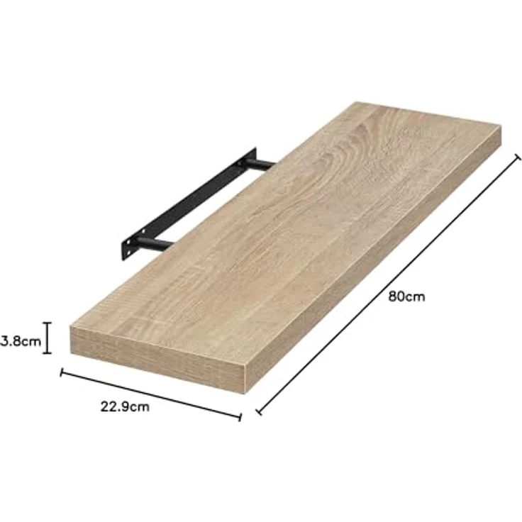 EUGAD Wandregal Wandboard Buchregal Hängeregal DVD CD Regal Holz Board 80cm Eiche 0117QJ – Bild 4