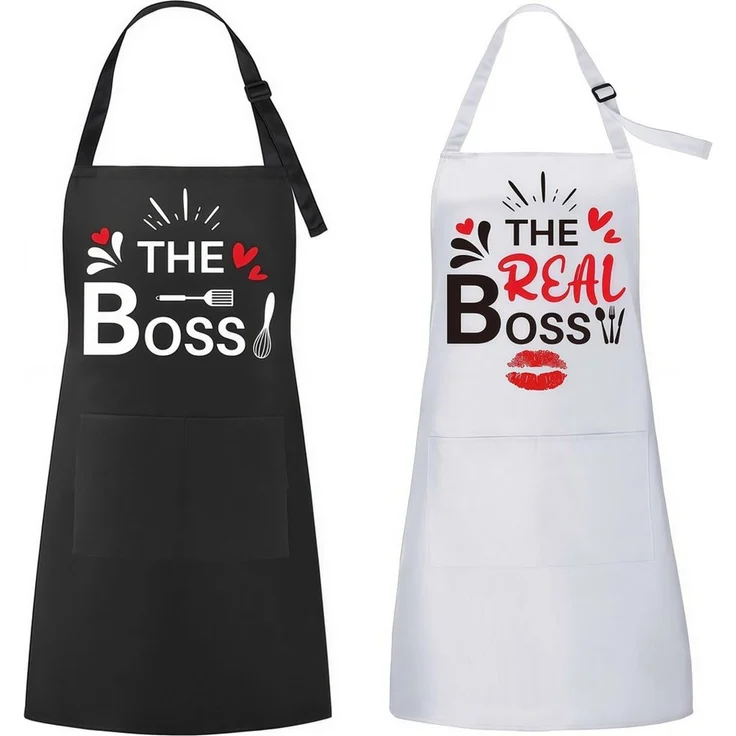 FOUORTUNATE-BEE Kochschürze 2er-Set lustige Paar-Küchenschürzen mit Taschen, verstellbar, (2-tlg), Ideal als Geschenk zu Hochzeit, Valentinstag oder Weihnachten – Bild 5