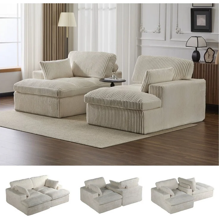 Leawin Sofa Sofa 2-Sitzer mit Bettfunktion – Cordsofa für Sofas Wohnzimmer, Weicher Cordbezug, modernes Schlafsofa, ideal für kleine Räume