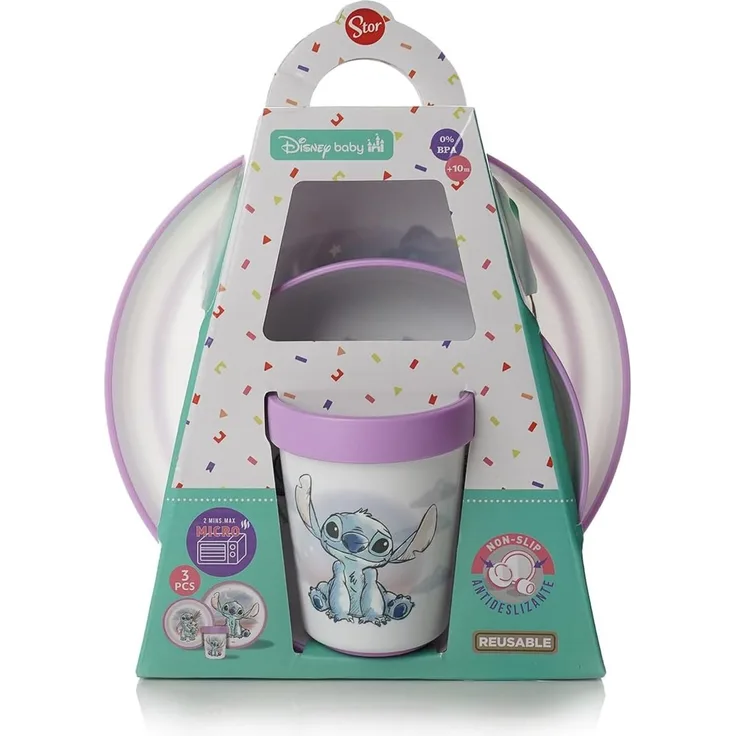 Disney Stitch Geschirrset – 3-teiliges Kinder-Set mit Anti-Rutsch-Boden