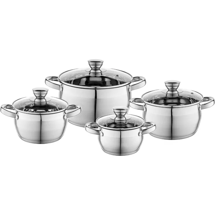 FLORINA Kochtopf Set OLIVER | 4-teilig | Edelstahl 18/0 | Glasdeckel gehärtet | Für Induktion, Gas, Elektro, Ceran | Spülmaschinenfest | Hochwertiges Topfset für jede Küche
