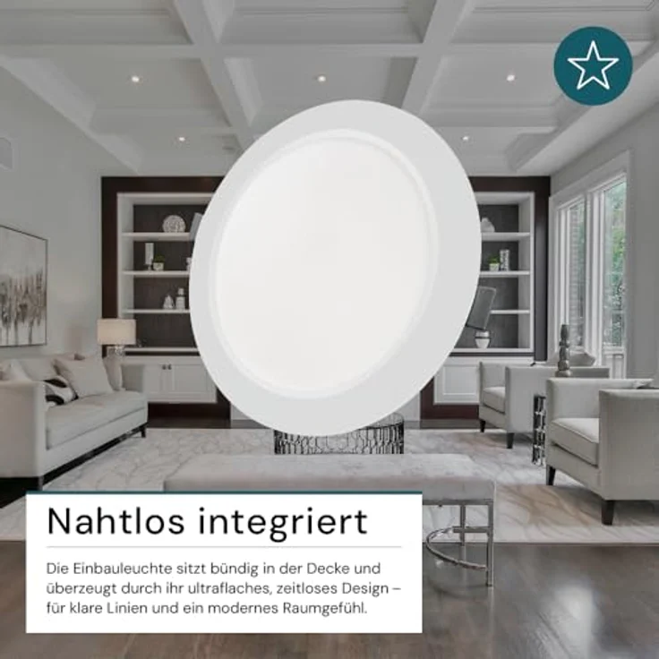 LUXULA LED Einbauleuchte rund Weiß, Ø173x26mm, 12W 1200lm, IP44, CCT einstellbar 2700K 4000K 6000K für Bad, Küche & Innenräume – Bild 5