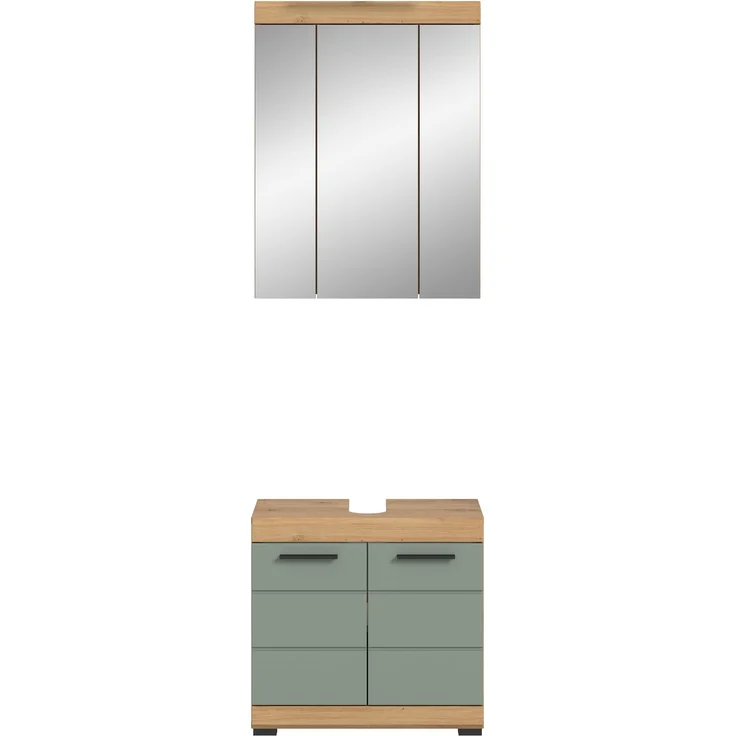 Xonox Scout Badkombination (B/H/T: 60x191x34 cm) in Salbei und Artisan Eiche Nachbildung – Bild 2