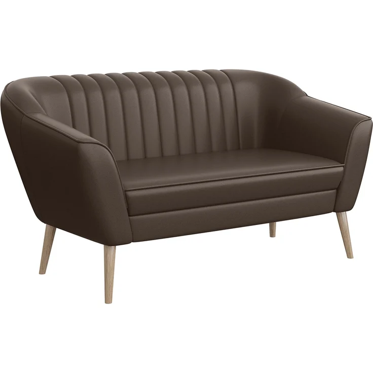MEBLINI Sofa KAIA 2-Sitzer - Braun Kunstleder - für Wohnzimmer - Mini Lounge für zwei Personen - Küchensofa - Sofa Klein – Bild 1
