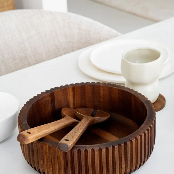 Zoha Servierschale Stripe Schüssel - Handgefertigte Akazienholz Schale für Dips, Snacks, (1-tlg), Handgefertigtes Akazienholz – Bild 4