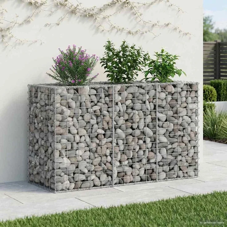 vidaXL Gabionen-Hochbeet 130 x 50 x 80 cm Verzinkter Stahl Silber 42033328 – Bild 5