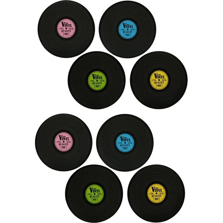 HAC24 Platzset Tischset Vinyl Schallplatte Platzmatte Rund Tisch Untersetzer, (Set, 8-St), Ø 39 cm – Bild 1