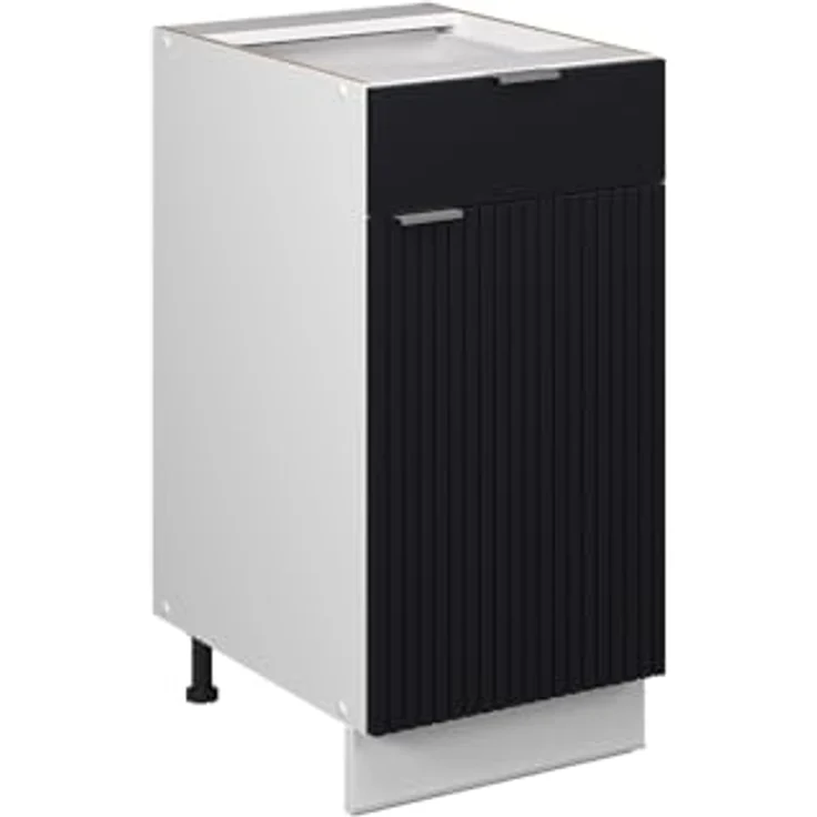 Küchenunterschrank Fame-Line Schwarz gestreift 40 cm ohne Arbeitsplatte Vicco – Bild 2