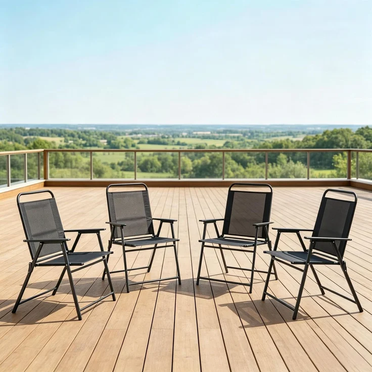 Vielseitiger Freizeitstuhl,Klappbarer Outdoor-Stuhl mit hoher Rückenlehne und Armlehnen,Leichter Faltstuhl(nur mit 4pcs Stuhle)--Schwarz--65x60x94cm--YOUDENOVA – Bild 3