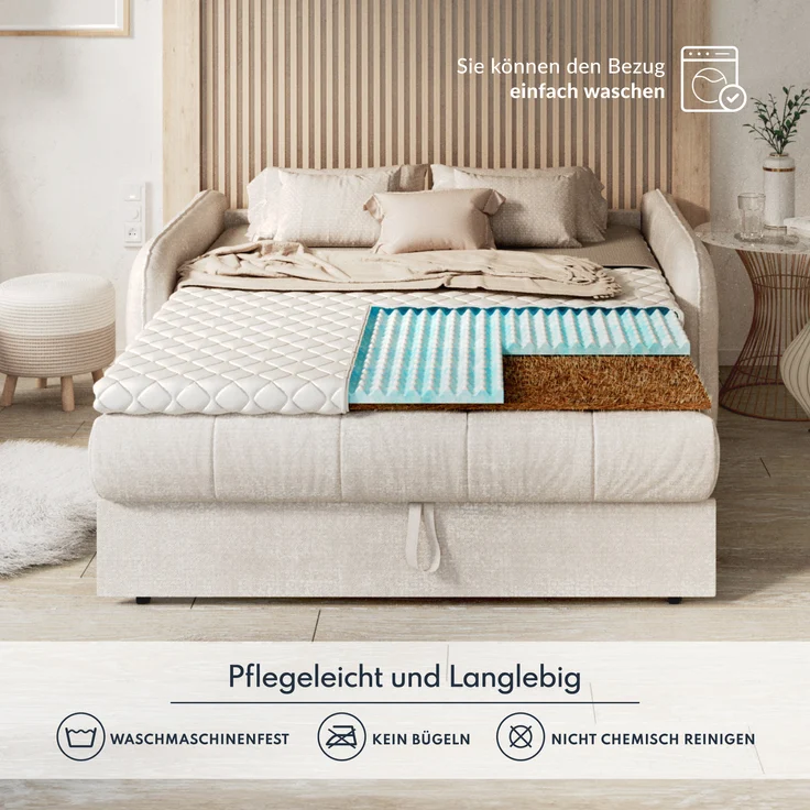 Topper 5x140x200 cm Matratzenauflage mit RavineBlue-Schaum Matratzenschoner Kokosfaser H4 – Bild 7