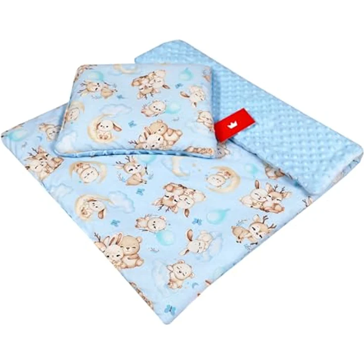 Kinderdecke BABYLUX Babydecke MINKY 2Set Kuscheldecke Decke 75 x 60cm Kinderwagen, BabyLux, MP163 Blau + Schnuckis – Bild 4