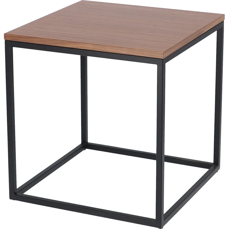Beistelltisch Flat Quadratisch Stahlrohr pulverbeschichtet schwarz nussbaum – Bild 1