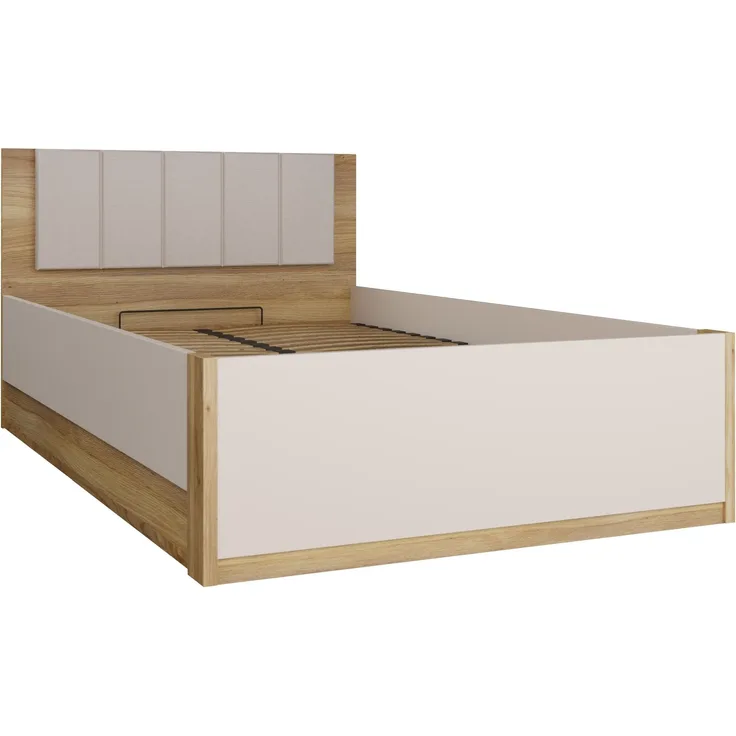 Bett >SQUERE< in Mauvella Eiche Dekor / Sand - 125,8x90x205,2cm (BxHxT)