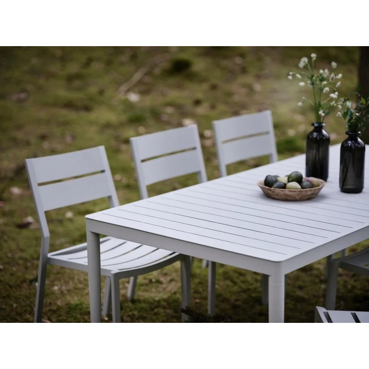 Gartenesstisch Bigby aus Aluminium, modern, rechteckig, hellgrau, 195x90 cm, für 6–8 Personen – Bild 4